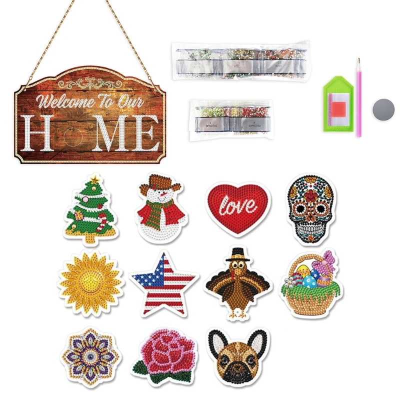 

Домашний знак с буквами 5D, специальная алмазная живопись, вышивка, подвесная бирка с наклейкой