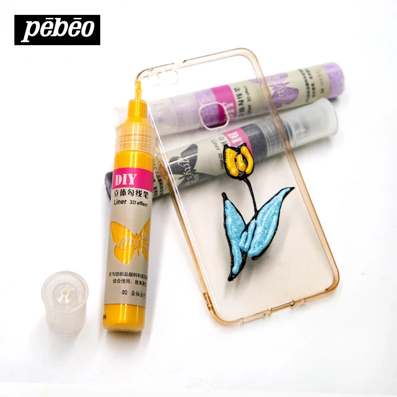 

French Pebeo 1pcs 10 Colors DIY Three-dimensional Paint Hook Line Pen 25ml Hand-painted Stained Ceramic Metal Acrylic Paint