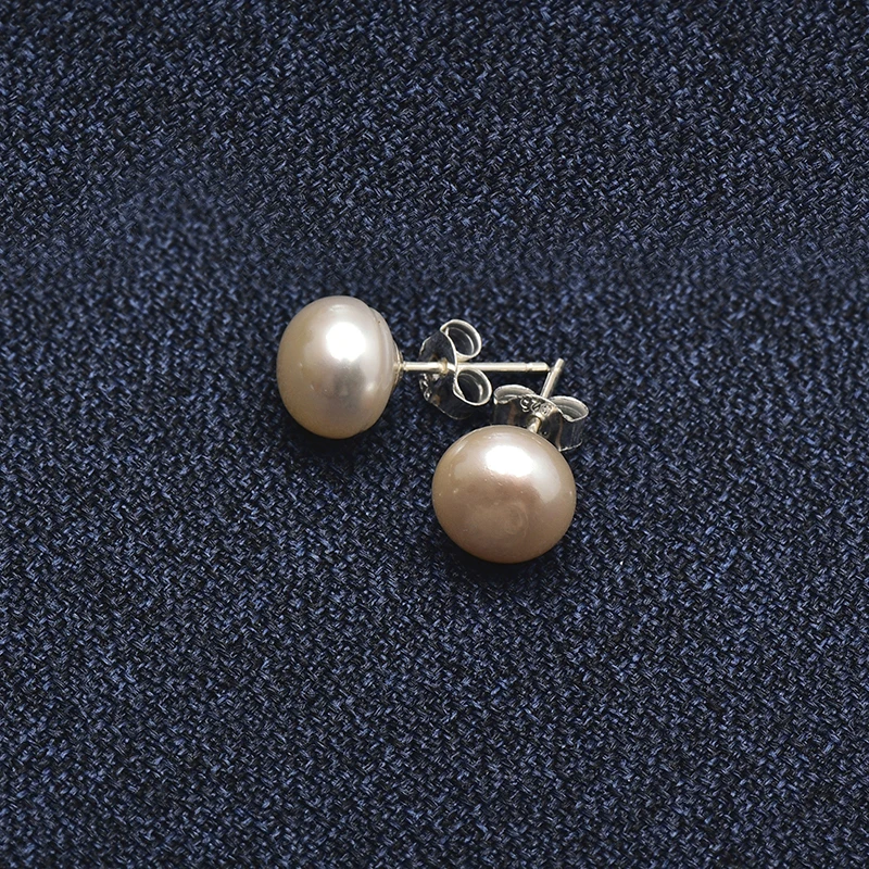 Orange Color Pearls Beads 9-10mm 925 Sterling Silver For Handmade Diy Freshwater Earrings Elegant Women H577 | Украшения и