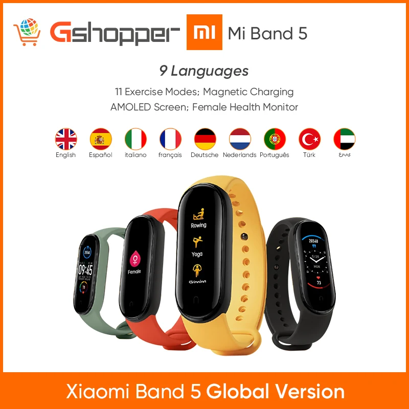 Смарт браслет Xiaomi Mi Band 5 фитнес с экраном и пульсометром 135 мАч Bluetooth 0 50 м