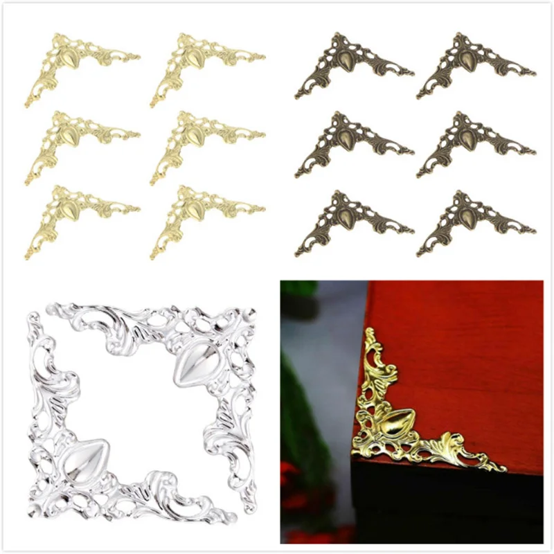 

12 pcs book metal corner protector scrapbook photo album book scrapbook corner protector crafts DIY box corner bat flower l