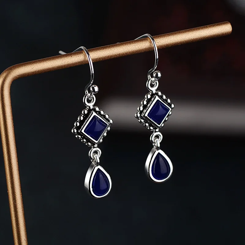 

Women's European American Style Square Long Drop Earrings Elegant Charm Amethyst Stone Earring For Women Festive Gifts