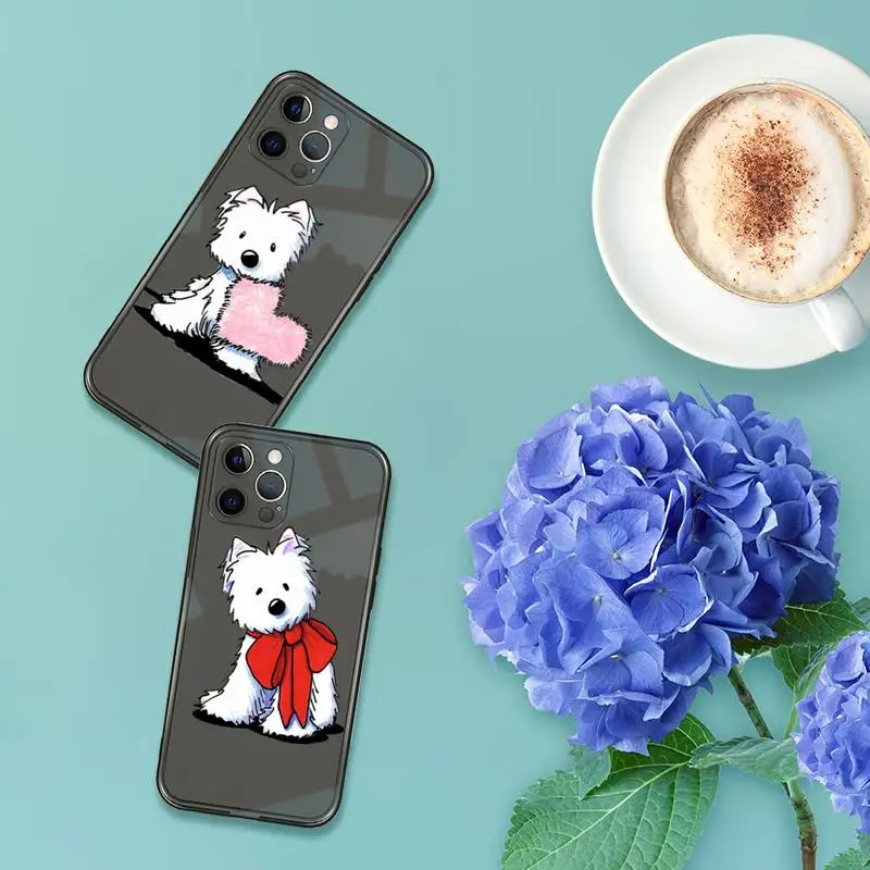 

Westie dog cite cartoon Phone Case For iPhone 7 8 11 12 X XS XR MINI Pro Max Plus Retro Black Grey clear transparent