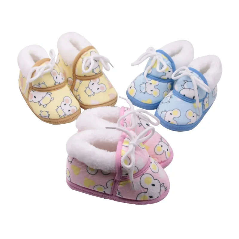 Cute Baby Shoes Spring Warm Soft Retro Printing Cotton Padded Infant Boys Girls Boots 6-12M 5 Styles | Мать и ребенок