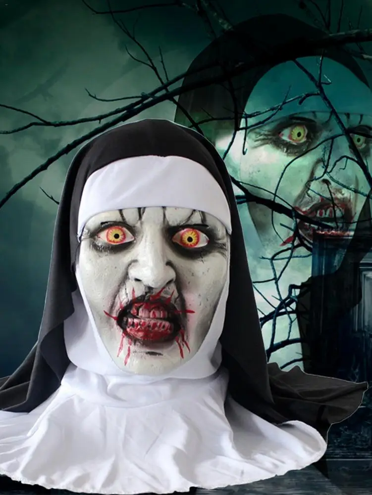 Последняя нунская маска Хэллоуин ужас макияж хитрые гримасы пугать латекс с