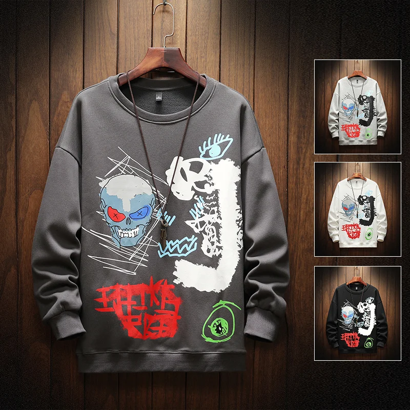 

Men Hip Hop Patchwork Tops Streetwear Autumn Harajuku Pullover Sweatshirts Korean Black Hoody Fashion Oversized Funny Hoodie