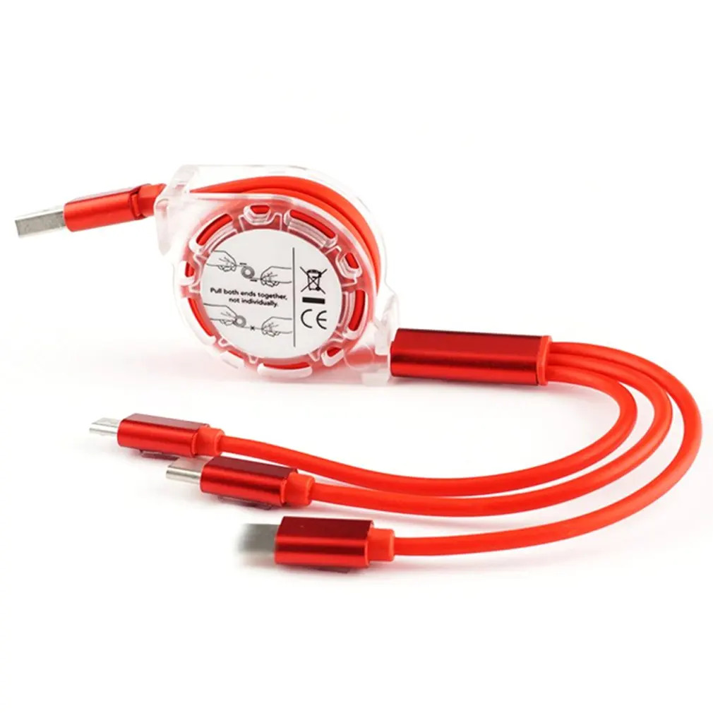 

3 In 1 Telescopic Data Cable For Type-C Three-in-One Multi-Function Data Cable Multi-Charge Cable Electronic Items