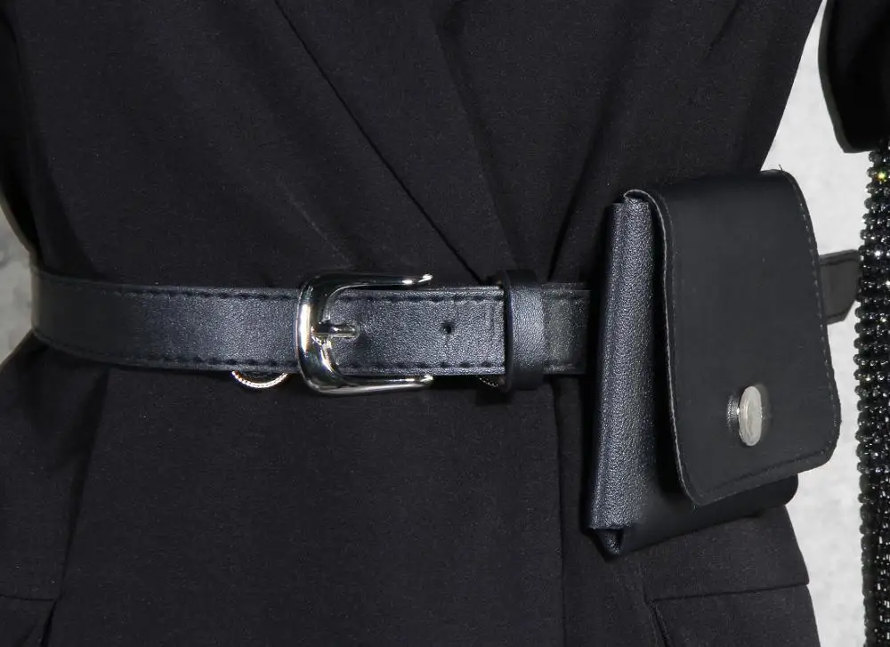 

MSXU Women Notched Button Patchwork Slim Rhinestone Casual Party Tunic A-Line Blazer Dress