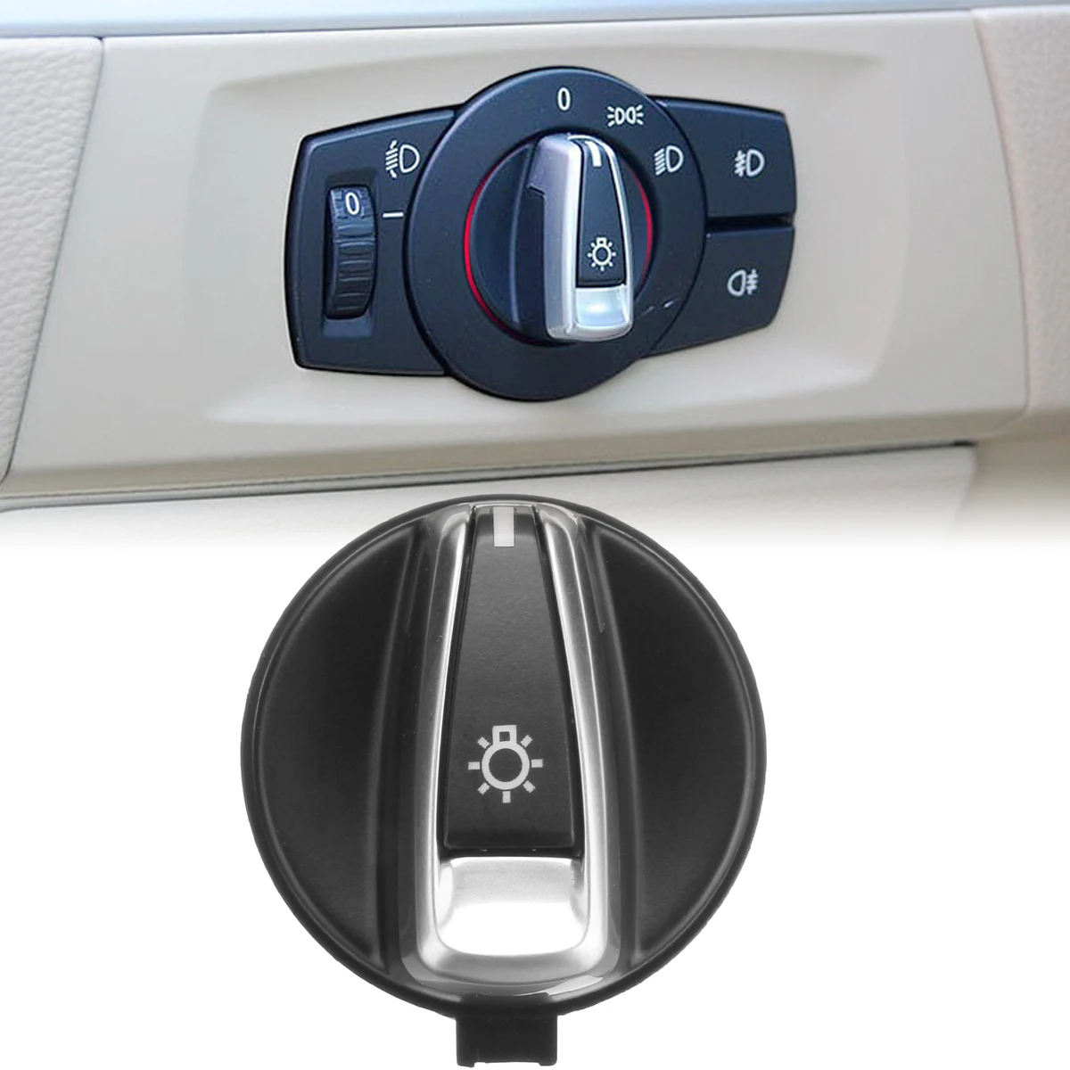 

Chrome Front Head Light Switch Rotation Button For BMW 1 E88 E82 3 E90 E91 X1 E84 Headlamp Control Konb 9169405