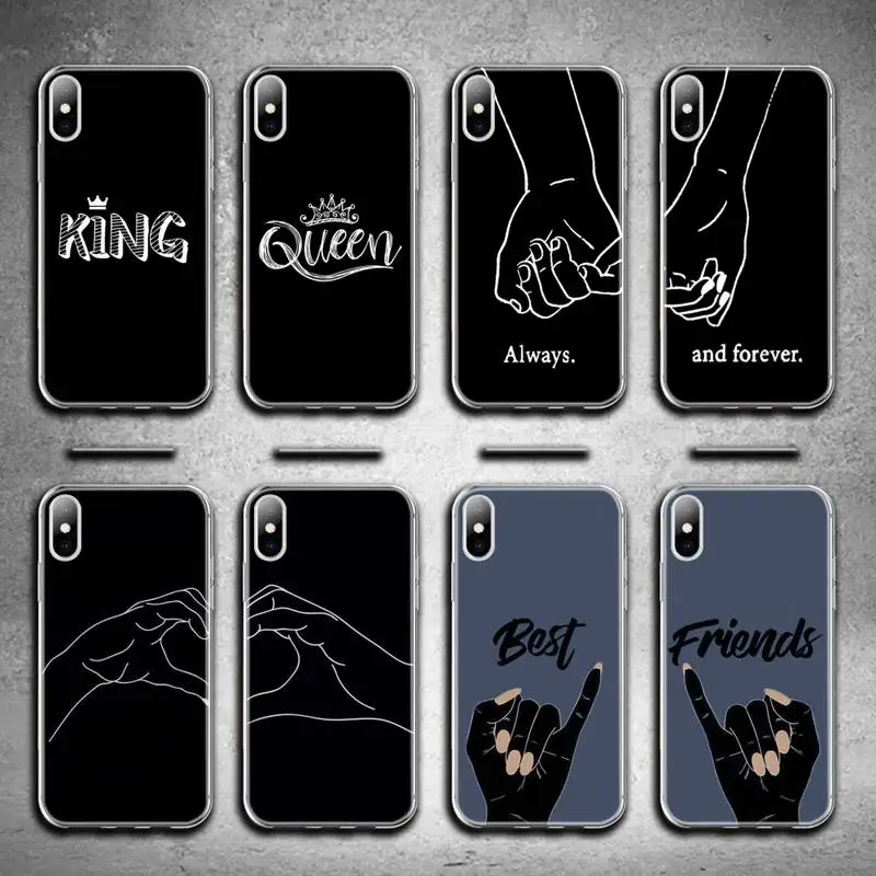 King Queen Best Friends Couple Phone Case for iphone 12 pro max mini 11 pro XS MAX 8 7 6 6S Plus X 5S SE 2020 XR cover