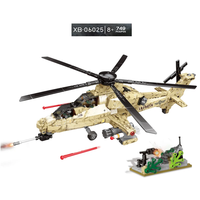 

Military War Weapon WZ10 Airplant Intercept and hunt SWAT Armed Building Blocks Model Fighter action figure Diy kit Kid Toys