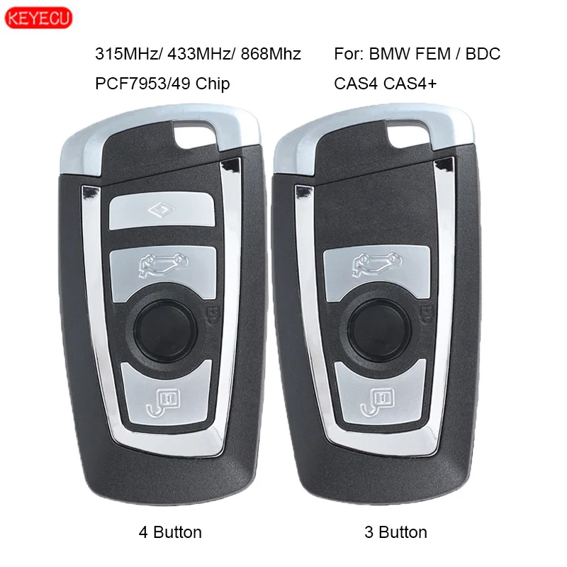 

Дистанционный ключ KEYECU, брелок с 3 кнопками/4 кнопками 315 МГц/433 МГц/868 МГц, чип PCF7953/49 для BMW серии F, Фем/BDC, CAS4, CAS4 + 730, 740, 750