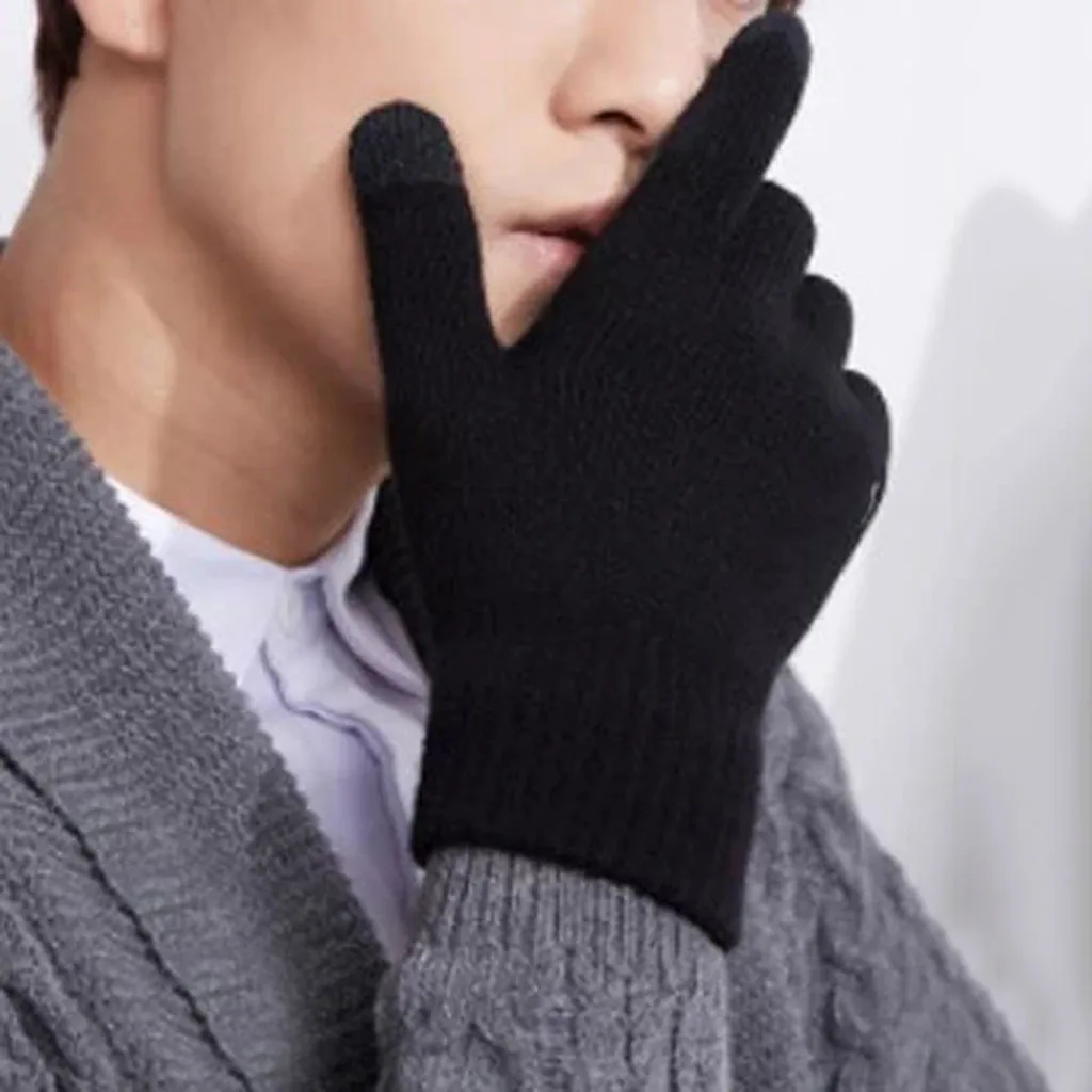 Зимние осенние мужские вязаные перчатки с сенсорным экраном высокое качество