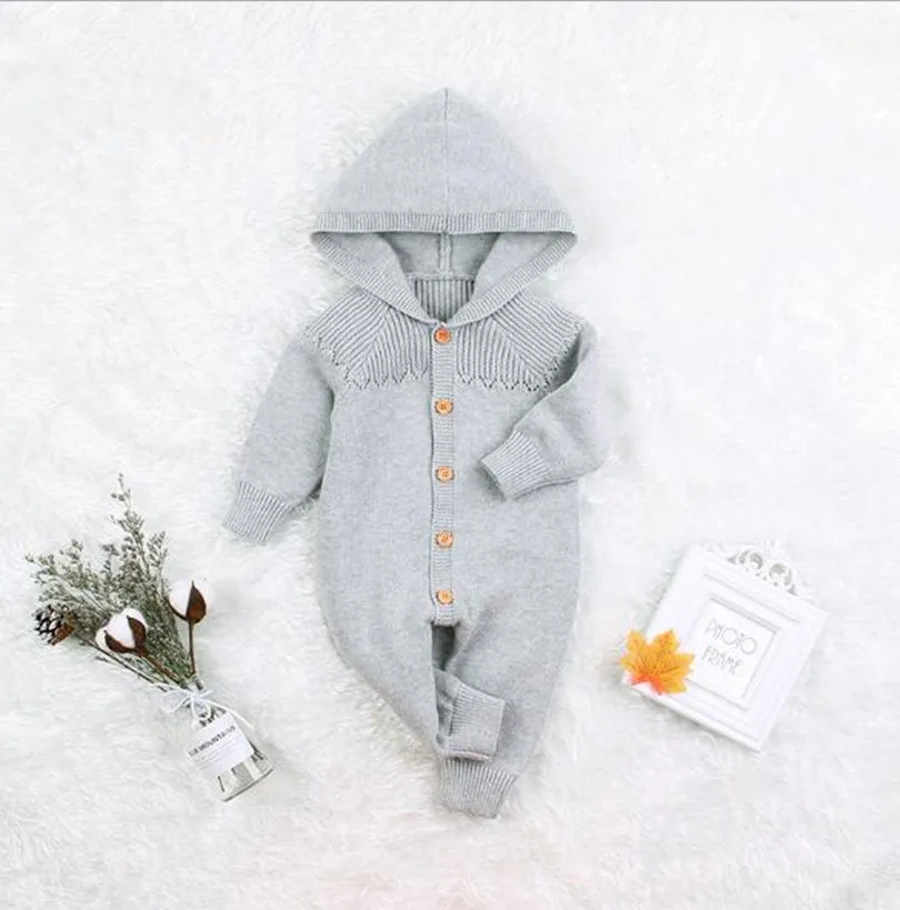 Трикотажный Осенний комбинезон для новорожденных мальчиков и девочек хлопковый