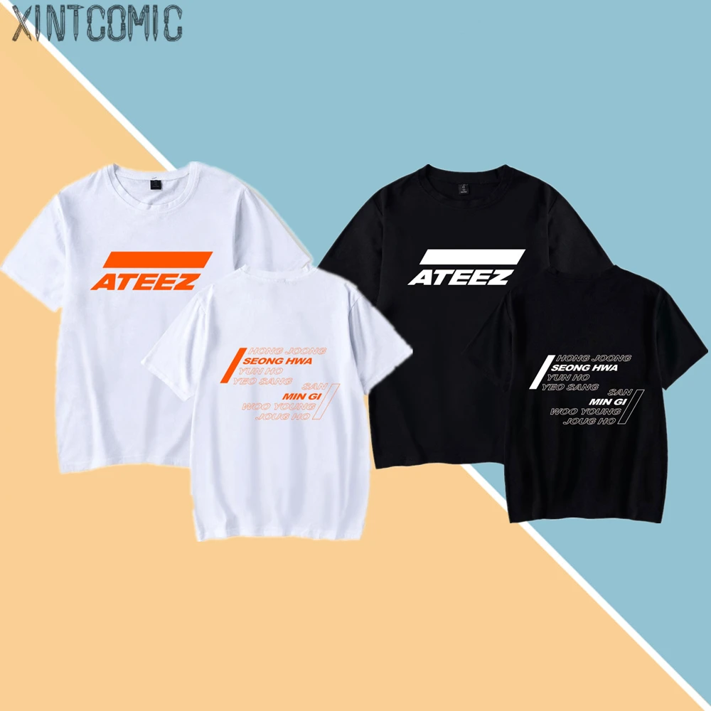 Футболки ATEEZ топы Hongjoong Seonghwa Yunho Yeosang San Mingi Wooyoung Jongho футболки Kpop Group одежда|Футболки|