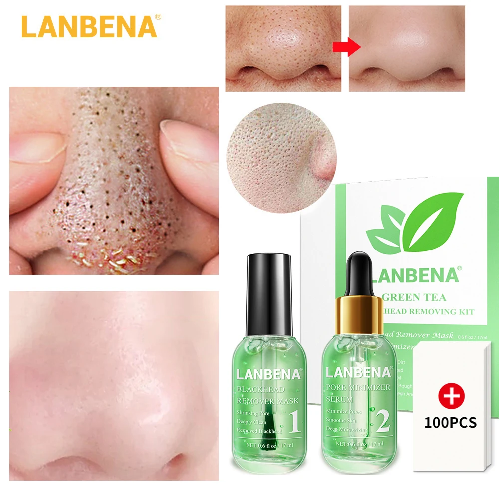 

LANBENA Face Serum Blackhead Remover Shrinking Pore Acne Treatment Deep Cleaning Smoothing Skin Care Firming Essence Beauty Set