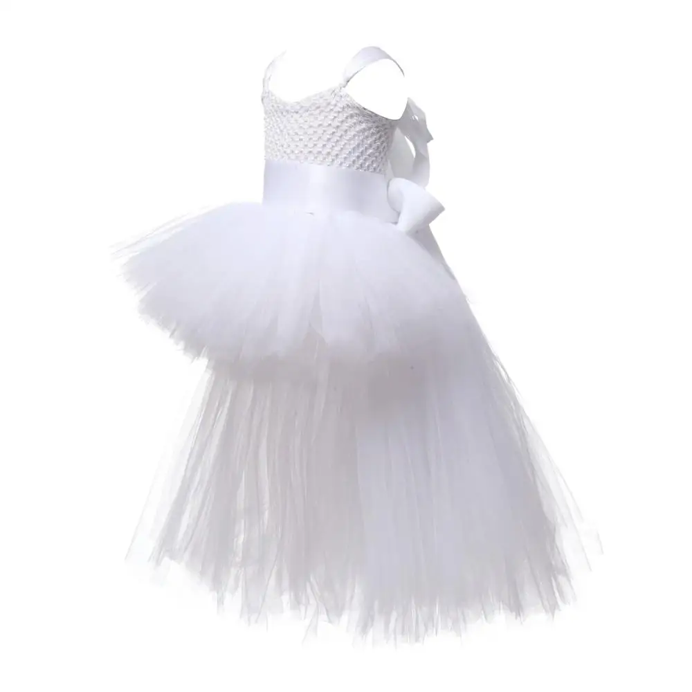 AY564 White Однотонное бальное платье для девочек; Детский костюм на Хеллоуин; вечернее платье для девочек; Детские праздничные платья из тюля с v-образным вырезом на день рождения - Цвет: AY564 White