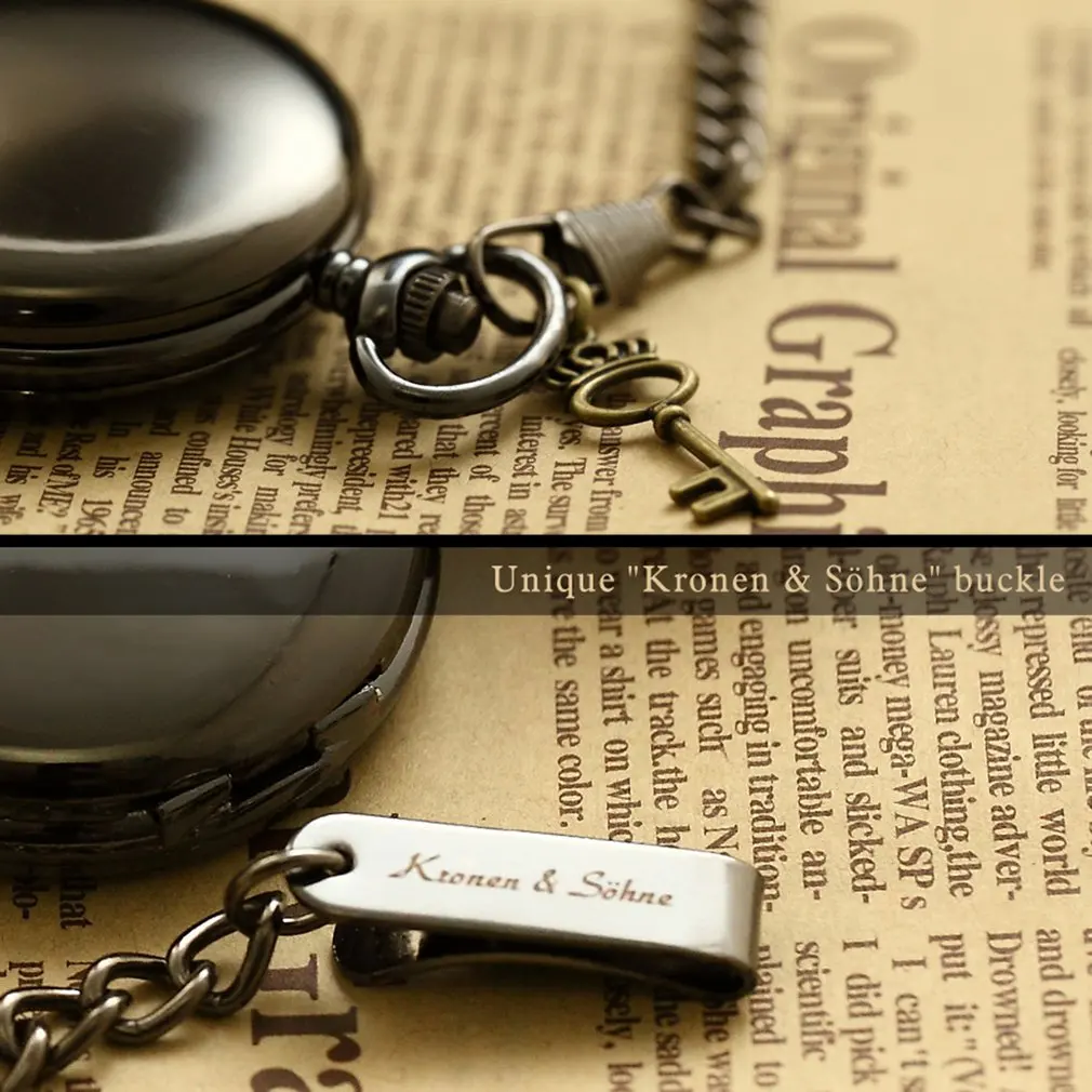 KS Brand Vintage Silver Smooth Case White Dial Analog Quartz Relogio Key Long Chain Pendant Men Pocket Watch Jewelry Gift/KSP002 | Наручные