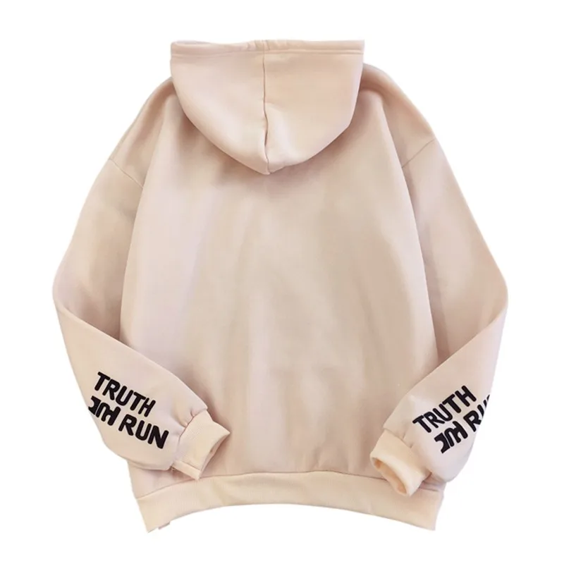 

2020 Women Hoodies Long Sleeve Fashion Korean Style Hooded Plus Velvet Letter Pullover Top All-Match Student Loose Lady