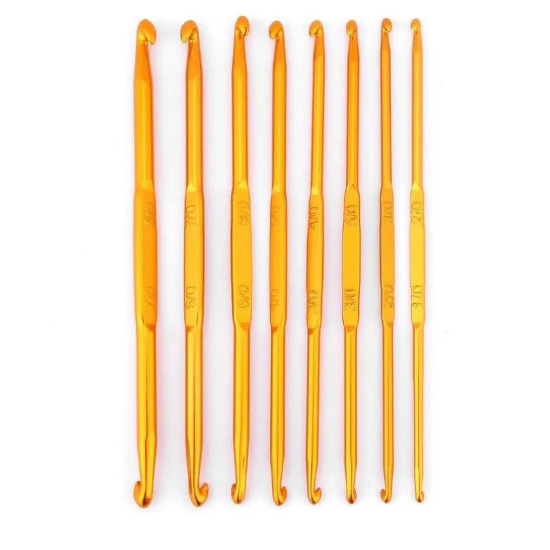 

Золотой 8 шт./компл. из Алюминий из алюминиевого сплава с двумя головками крючком костюм "сделай сам" для бытовой шерсть для вязания крючком