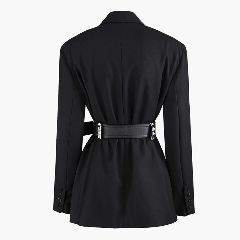 Черный классический костюм с поясом темный ветер все-в-одном корейский Костюм