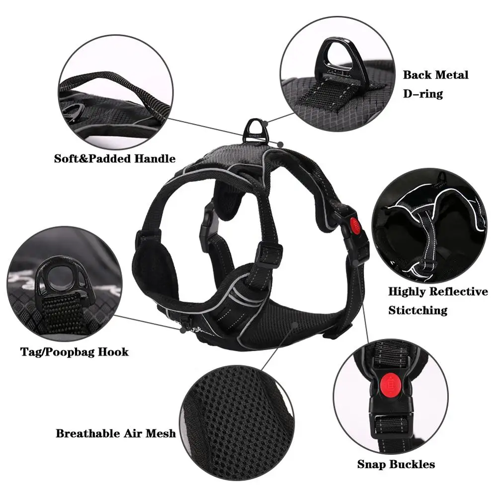 Шлейка для собак Petshy светоотражающая нейлоновая воздухопроницаемая сетка не