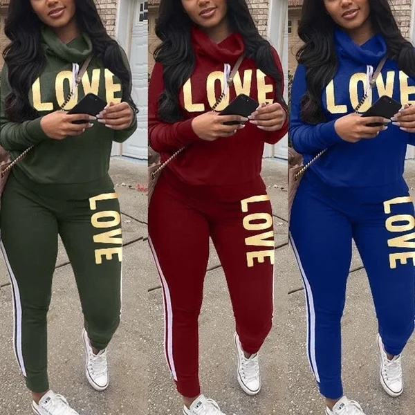 Женский комплект из двух предметов размера плюс с надписью Love толстовка