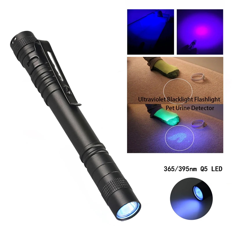 

GM Mini 3W UV Penlight Portable UV LED Pen Light With Clip Function UV Pen Flashlight For Pet Urine Detect Use AAA Battery