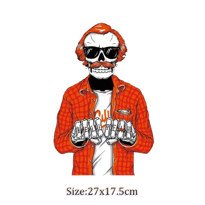 Термопереводные стикеры в стиле панк с черепом крутые наклейки на одежду сделай