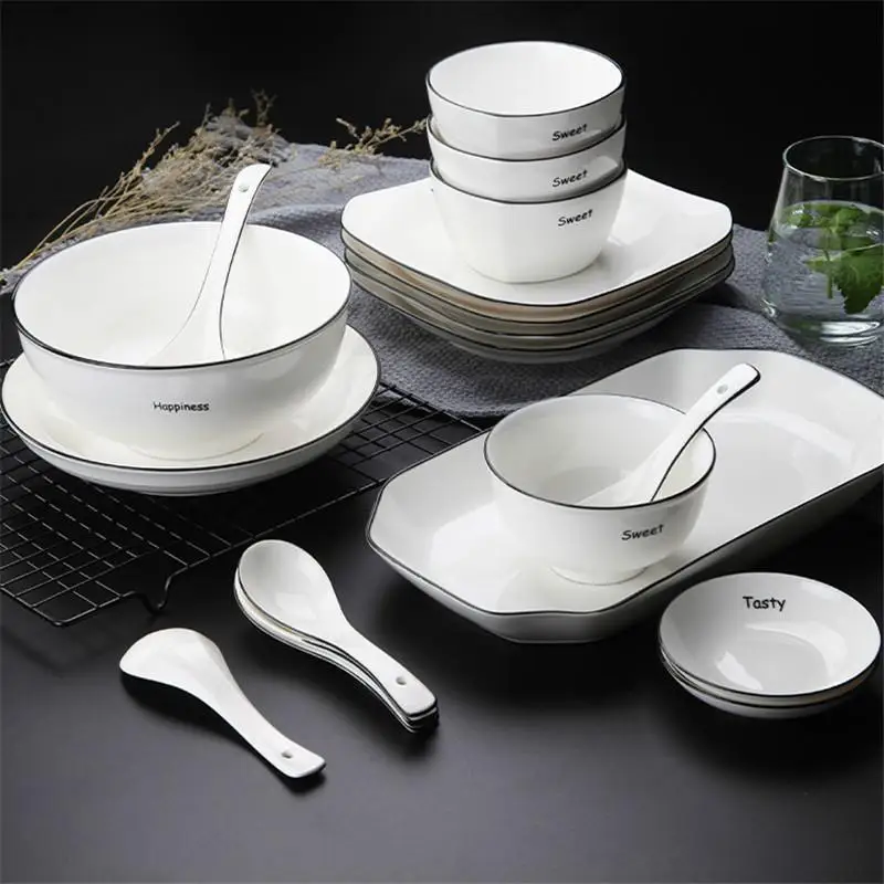

Tableware Dishes Porcelain Tigela Ceramica Cuenco Vajilla Kitchen Noodles Korean Snack Dish Plate Soup Dinnerware Ceramic Bowl