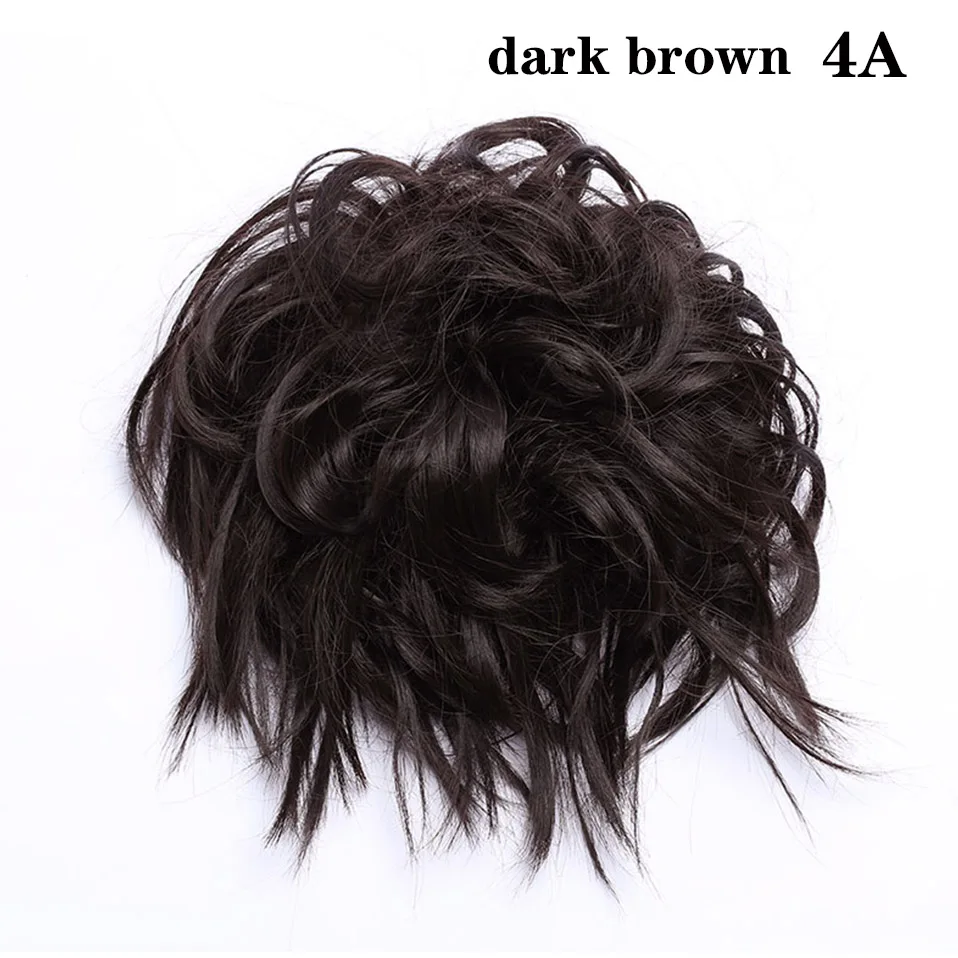 dark brown S-noilite синтетические шиньон волосы булочка прямой пончик-шиньон эластичные грязные резинки обертывание для конского хвоста наращивание волос для женщин - Color: dark brown