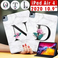 tablet for apple ipad air 4 10 9 inch white marble series pattern pu leather stand cover case free stylus