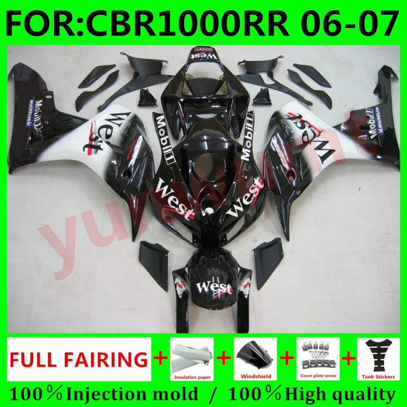 

New ABS Motorcycle Fairings Kit Fit For Honda CBR1000RR 2006 2007 cbr1000 RR CBR 1000RR 06 07 bodywork fairing set black white