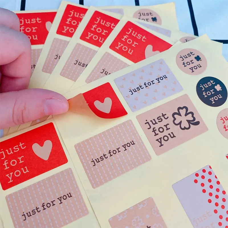 

130pcs/lot Vintage "just for you" series Seal Sticker Kraft Paper stickers DIY Multifunction gift sealing label