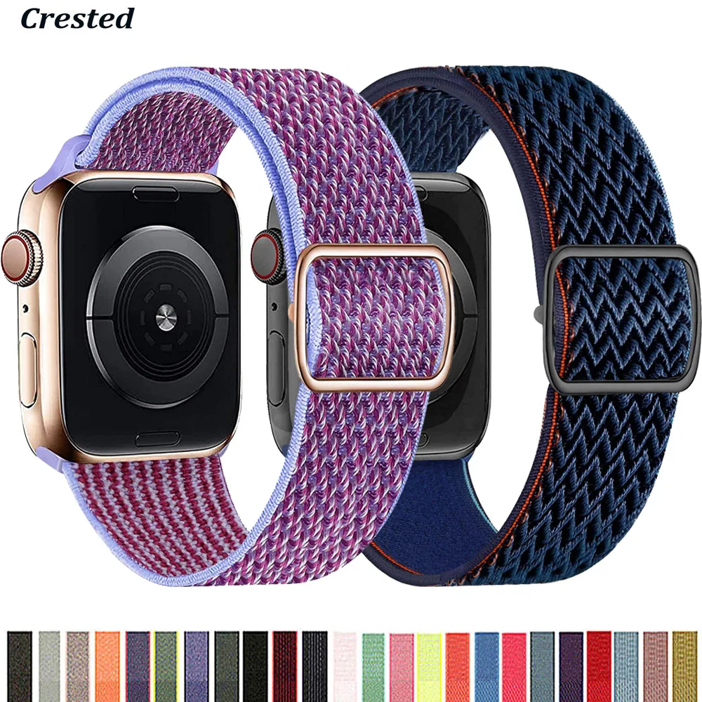 

Nylon Strap for Apple Watch band 44mm 40mm 38mm 42mm 44 mm Adjustable Elastic Sport solo Loop bracelet iWatch series 3 4 5 6 se