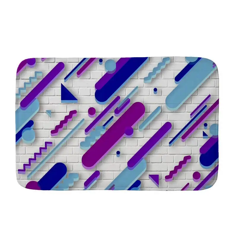 

Modern Geometry Flannel Anti-slip Mats Rectangular Mat Entrance Doormats Washable Kitchen Floor Bathroom 40x60cm Mat Rug