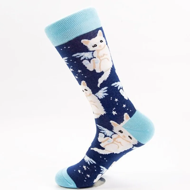 

LUCKY ZONE Autumn New Men's Socks Fashion Cartoon Panda Flowers And Birds Colorful Mid-high Tube Casual Warm Cotton Socks CNY