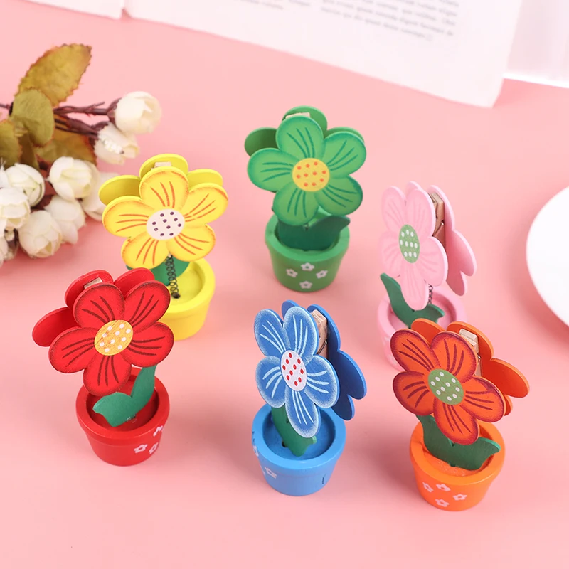 

1 PCS Lovely Creative Little Flower Hood Wooden Crafts Memo Clamp Photo Clip Note Holder For Office Study Room Decoration