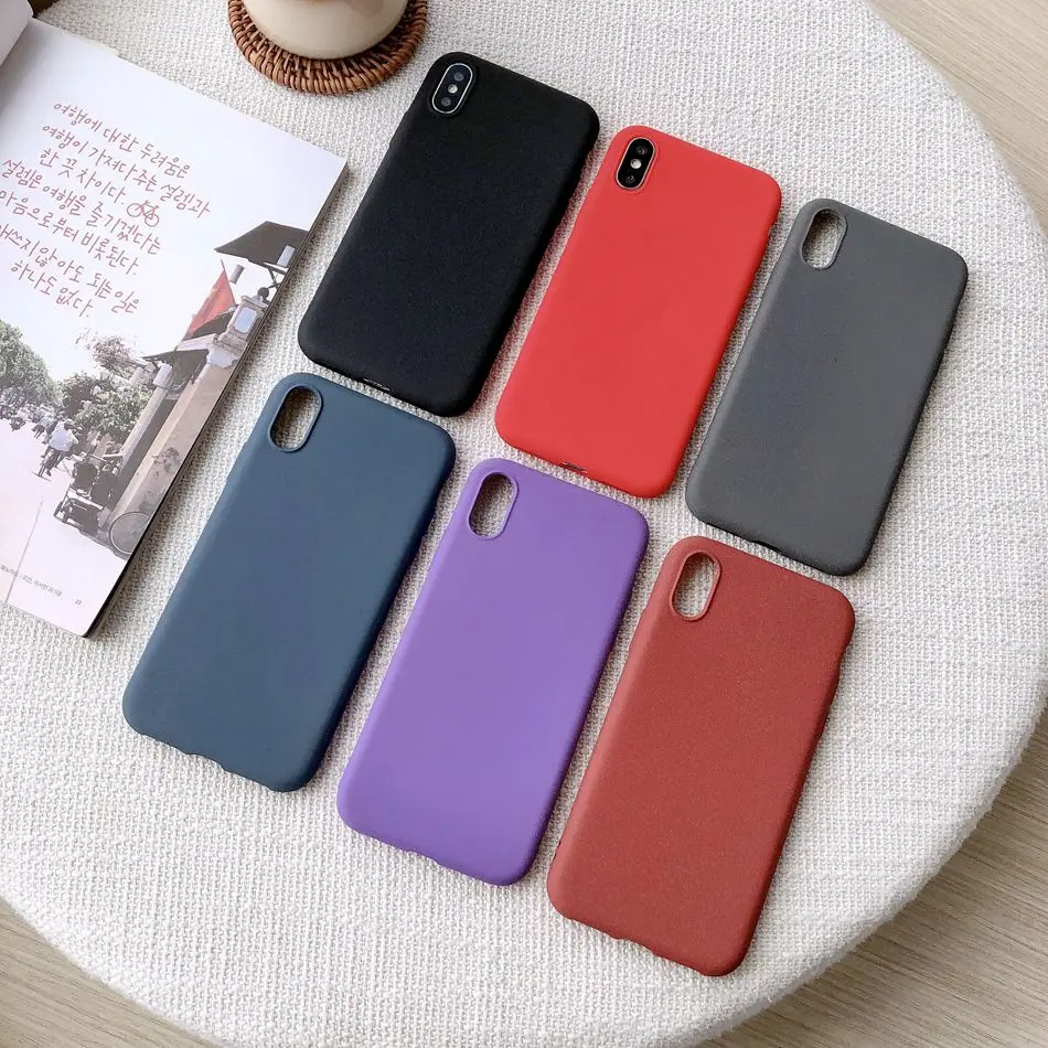 For iPhone 11 Pro Max XR Xs Case Solid Color Soft Plain Cover 7 SE 2020 6 8 Plus Ultra Slim Matte Silicone Coque |