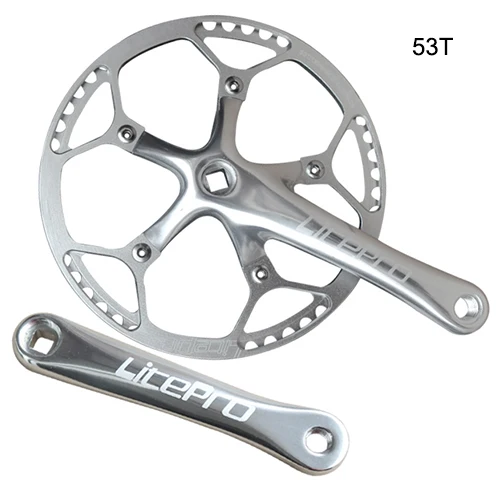 53T Silver crankset Litepro трек велосипедный шатун бензопила 130BCD 41T 45T 47T 53T 56T 58T одна скорость BMX цепь колеса 170 мм складной велосипед рукоятка - Color: 53T Silver crankset