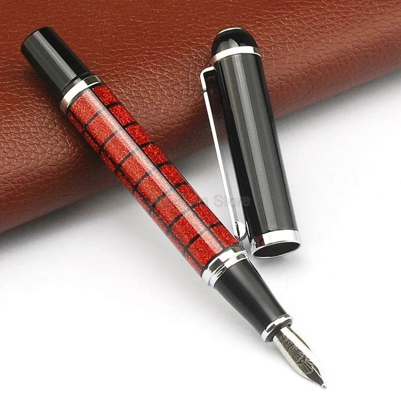 

Duke Starlight Fountain Pen Beautiful Glitter Grid Pattern and Red Jewels on Top Collection For Office & Home Business Gift Pens