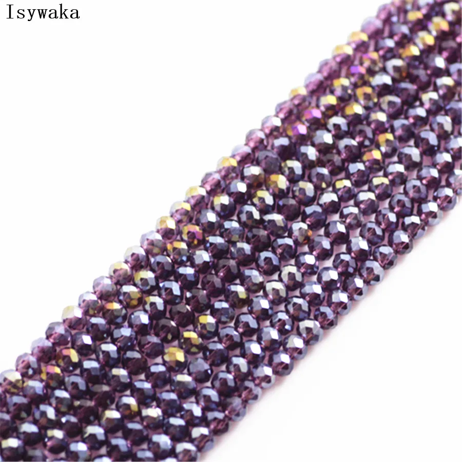 

Isywaka Purple AB Color 1700pcs 2mm Rondelle Austria faceted Crystal Glass Beads Loose Spacer Round Beads for Jewelry Making