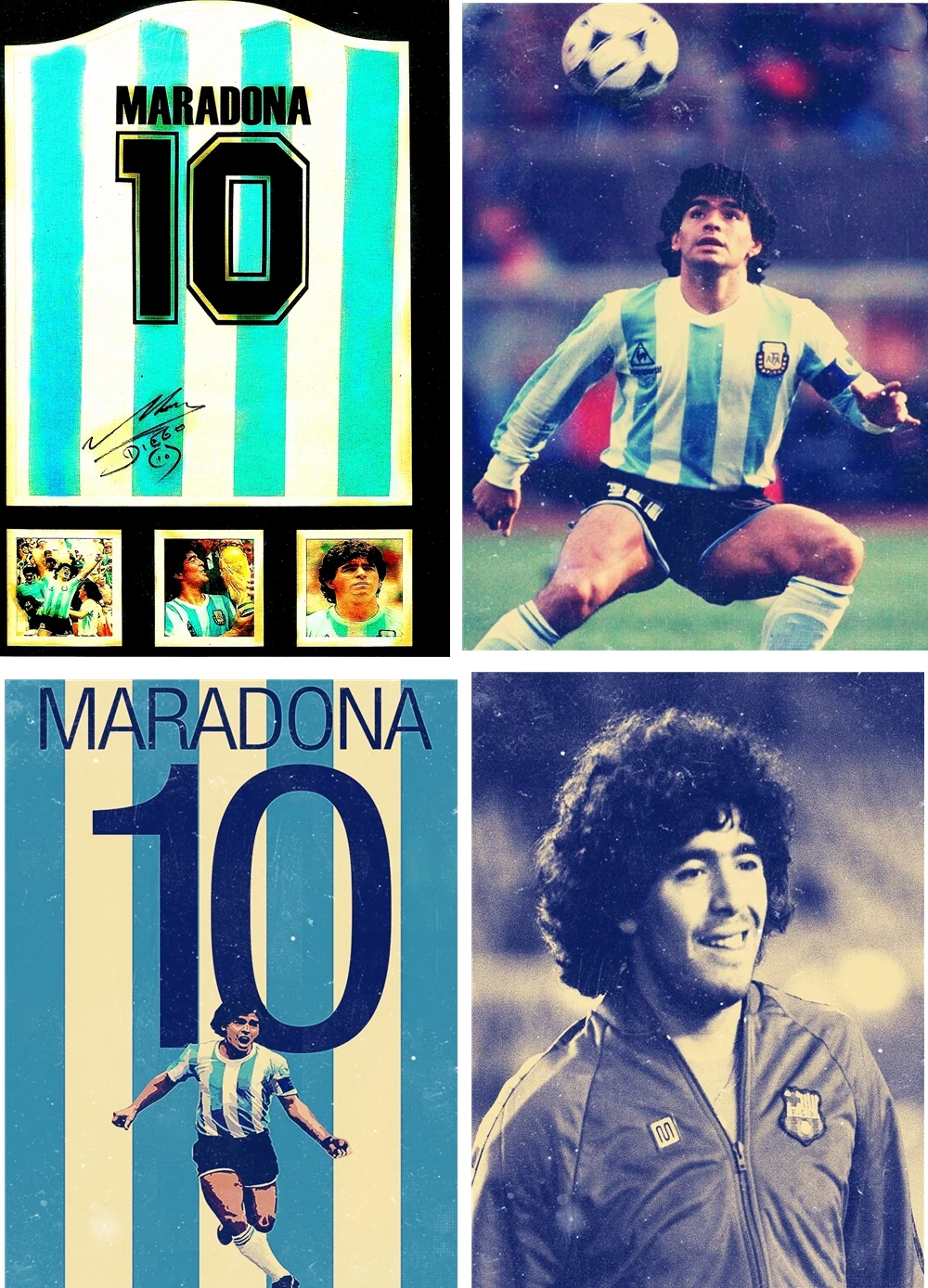 

Remembrance Maradona Portrait Painting Set No. 10 Football Star Poster Vintage kraft Paper Print Art Wall Sticker Home Decor