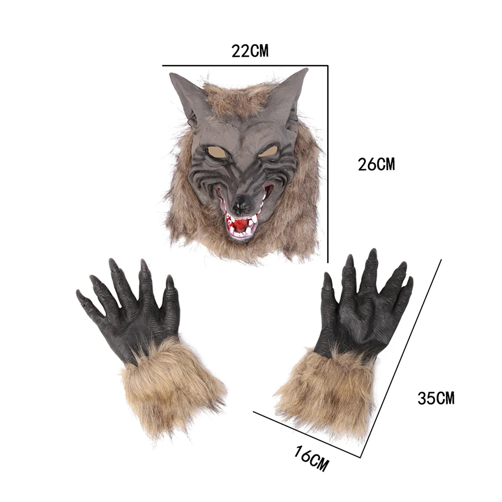 Ужас латексная маска в виде животного волк коготь перчатка платье костюмы