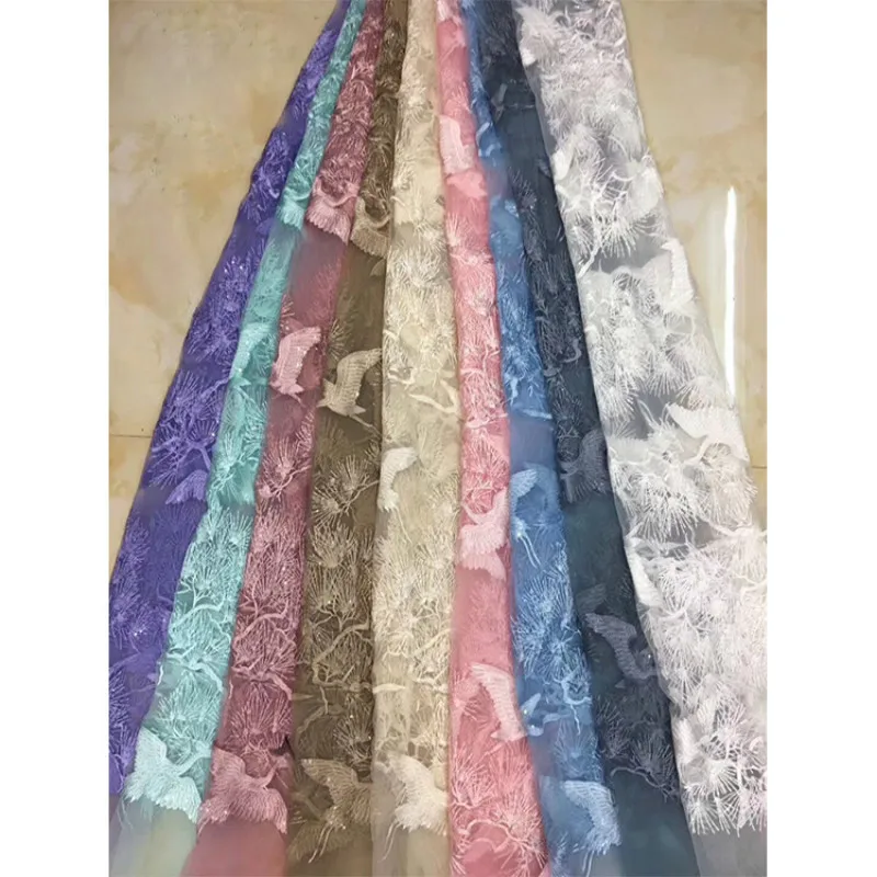 Новинка ретро кран сетка ткань для вышивки мягкое модное кружевное свадебное