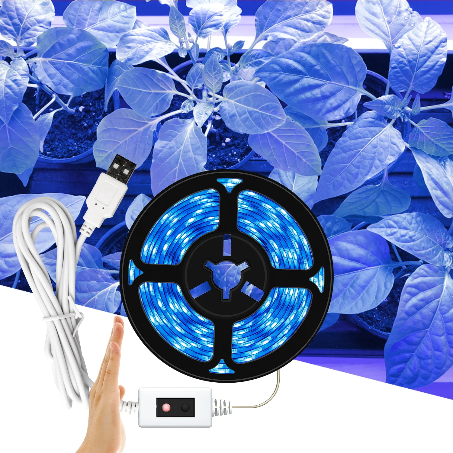 

LED Grow Light Full Spectrum USB Plant Lights Strip 2835 DC 5V Hand Sweep Dimmable Phyto Lamp Waterproof For Flowers Hydroponic