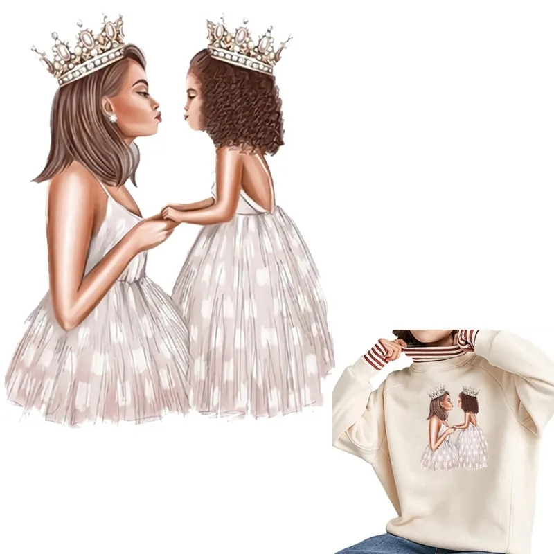 DIY теплопередачи патчи для мамы и дочери с принтом нашивки на одежду супер мама