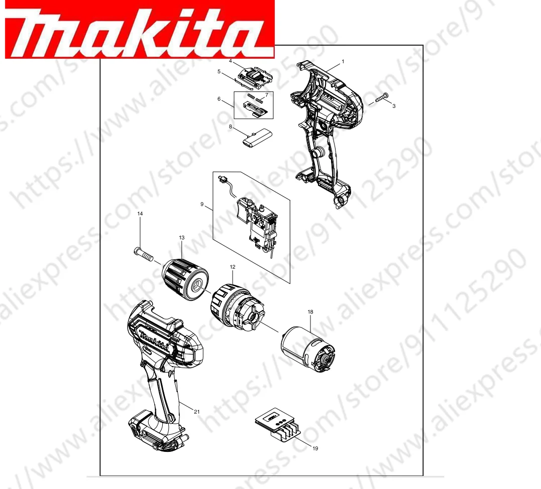 

Maktia for DF333 Rotor switch stator handle housing bearing Spindle gear (Consult customer service)