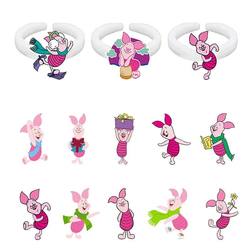 

Disney Piggy Piglet Personality Fashion Mickey Minnie Pattern Acrylic Ring Give Friends Jewelry Resin Ring Tasteful