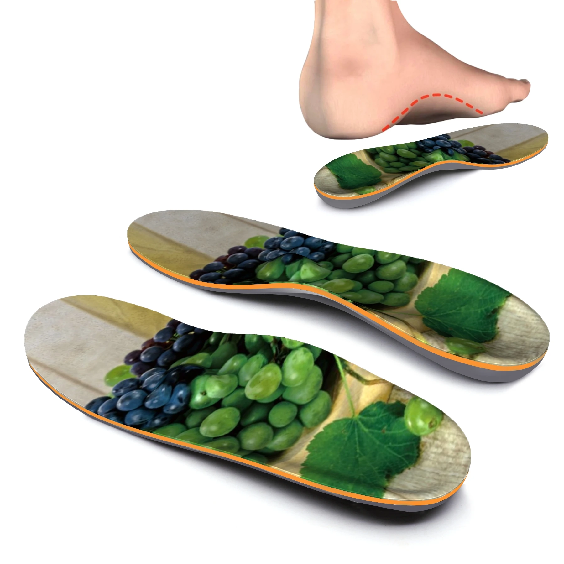 Fruit Pattern Orthotic Arch Support Insert, for Relieve Forefoot Pain, Plantar Fasciitis and Heel Pain Orthopedic Insoles